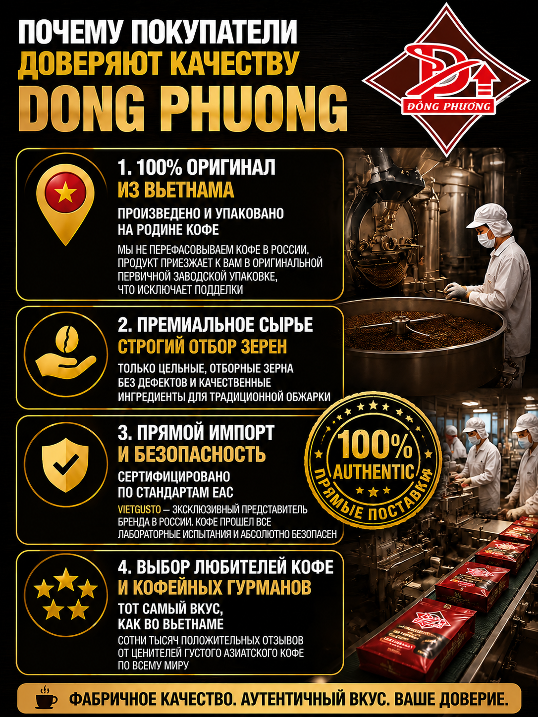 Вьетнамский молотый кофе Восточная сказка №2 Dong Phuong 500гр