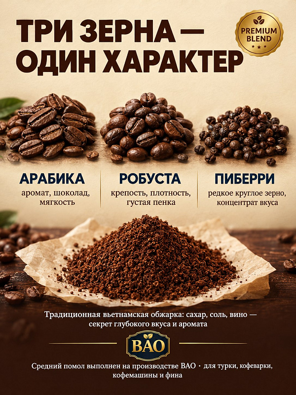 Молотый кофе BAO Blue Ocean 500г Вьетнам