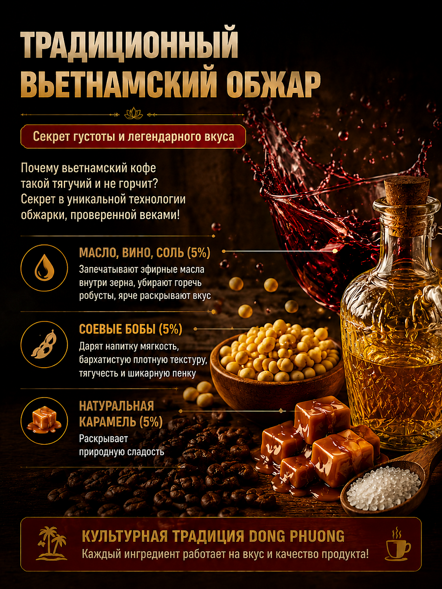 Вьетнамский молотый кофе Восточная сказка №3 Dong Phuong 500гр