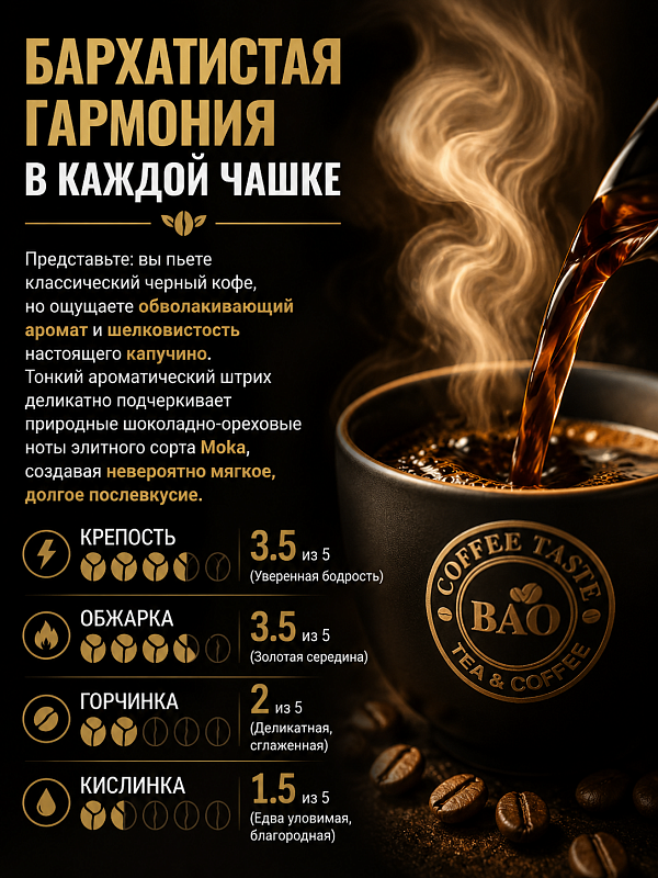 Вьетнамский кофе в зернах Капучино арабика мока Bao 500гр