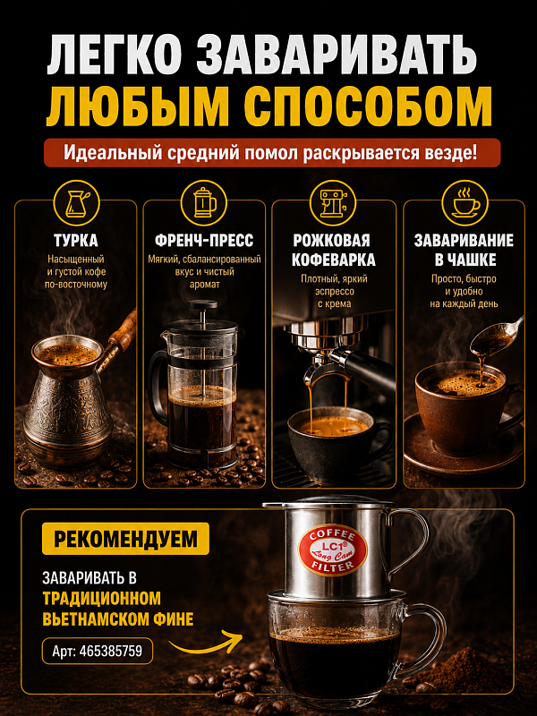 Вьетнамский молотый кофе Восточная сказка №4 Dong Phuong 500гр